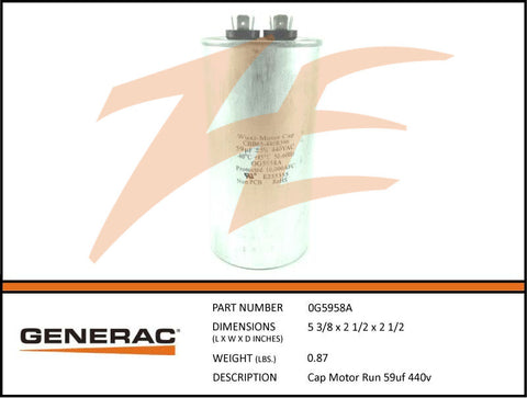 Generac 0G5958A 8kW Voltage Regulator Capacitor 59mF 440V