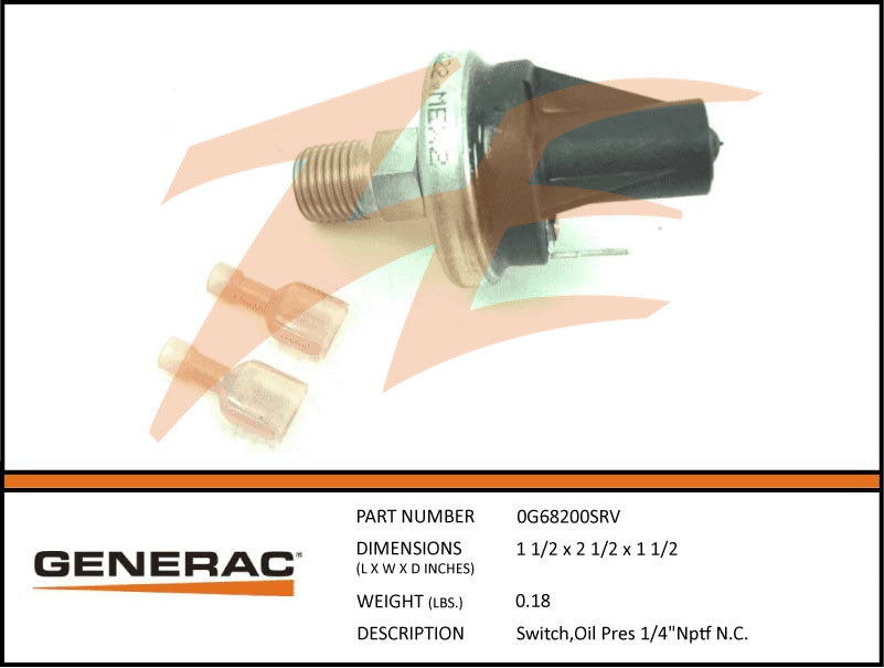 Generac 0G68200SRV Oil Pressure Switch 1/4" NPT N.C.