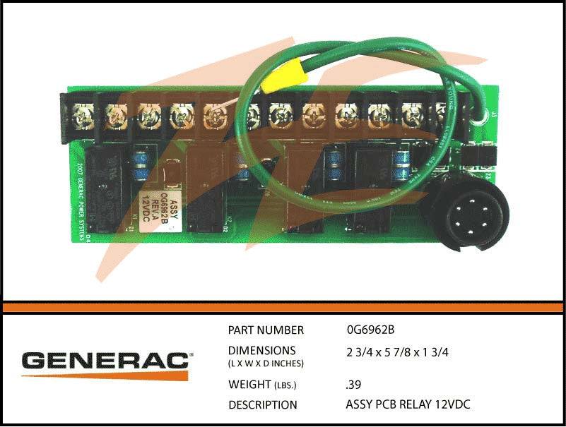 Generac 0G6962B PCB Relay Assembly 12VDC