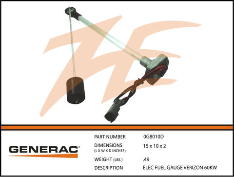 Generac 0G8010D Electric Fuel Gauge 60kW