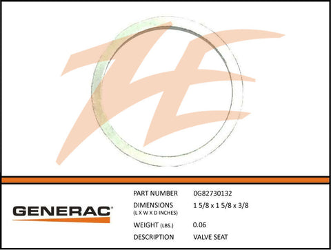Generac 0G82730132 Valve Seat