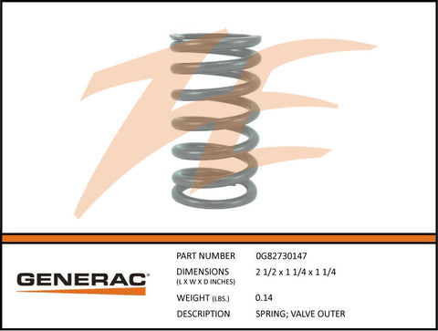 Generac 0G82730147 Valve Spring Outer