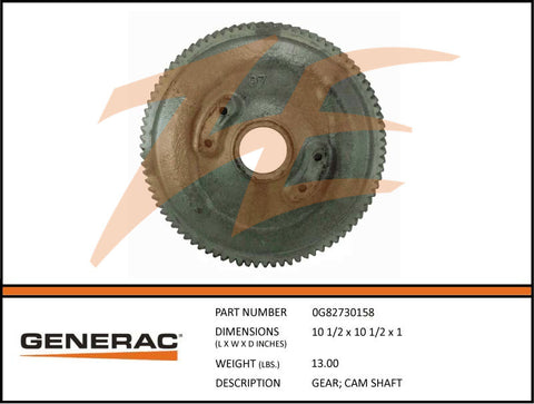 Generac 0G82730158 Camshaft Gear