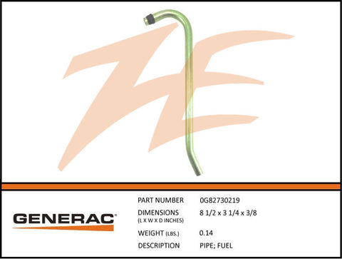 Generac 0G82730219 Fuel Pipe