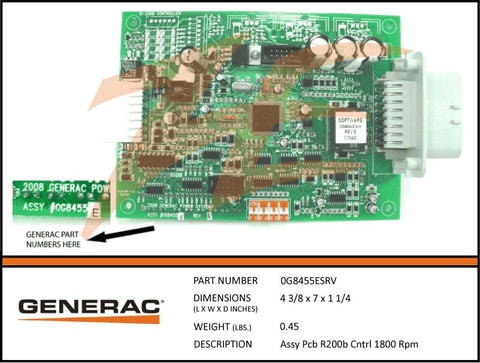 Generac 0G8455ESRV R200B Control Board 1800 RPM