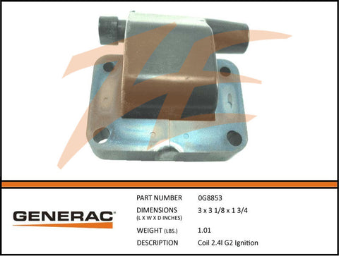 Generac 0G8853 Ignition Coil 2.4L