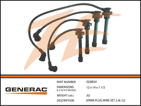 Generac 0G8854 Spark Plug Wire Set 2.4L