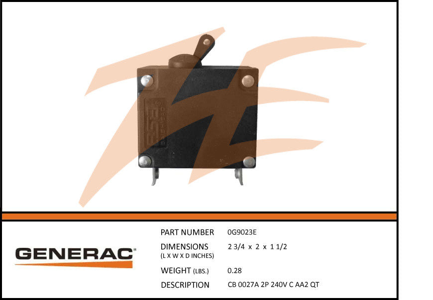 Generac 0G9023E 27A Circuit Breaker 2 Pole 240V