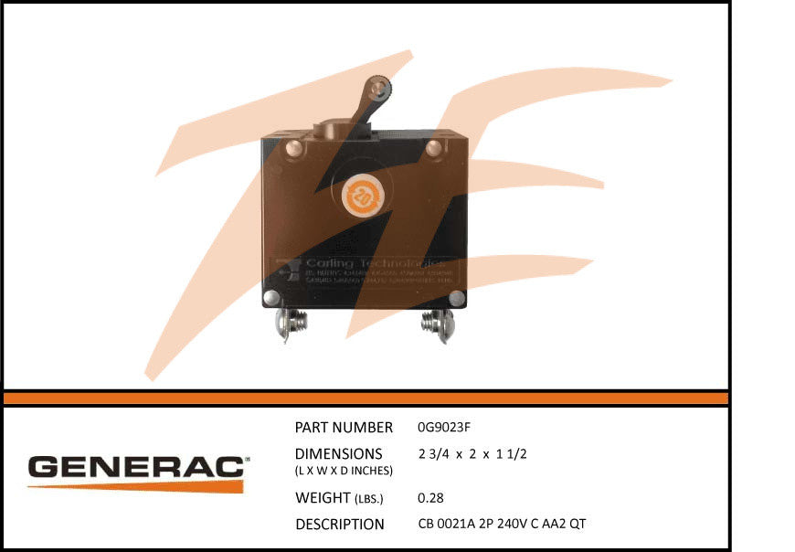 Generac 0G9023F 21A Circuit Breaker 2 Pole 240V