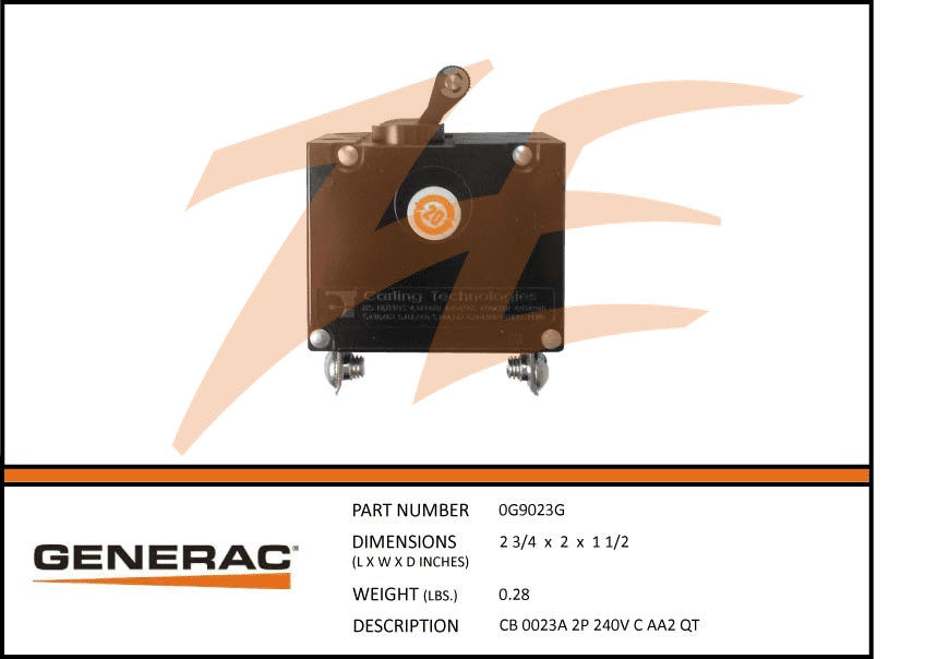 Generac 0G9023G 23A Circuit Breaker 2 Pole 240V