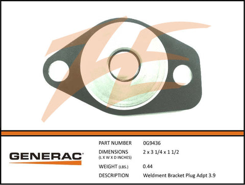 Generac 0G9436 Bracket Plug Adapter 3.9