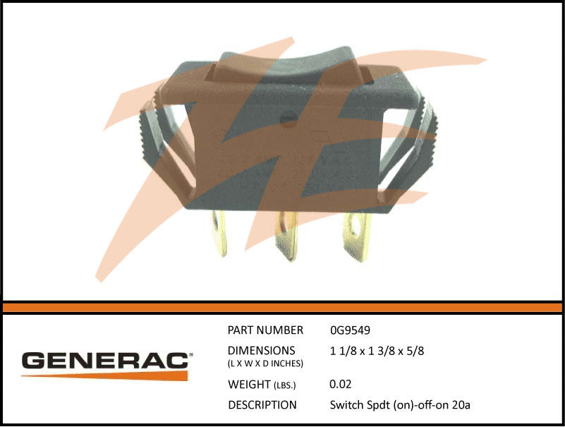 Generac 0G9549 SPDT Switch On-Off-On 20A