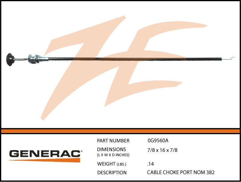 Generac 0G9560A Portable Choke Cable Nom 382