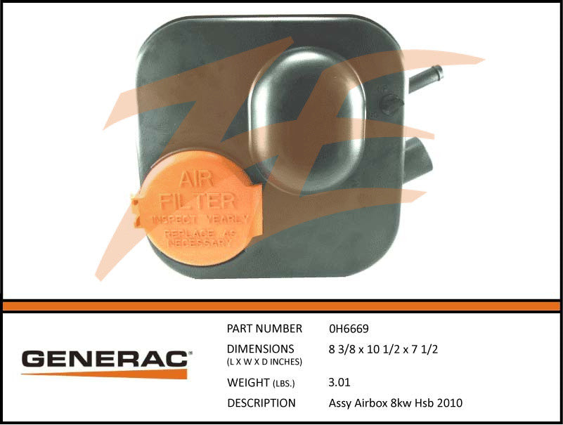 Generac 0H6669 Airbox Assembly 8kW 2010