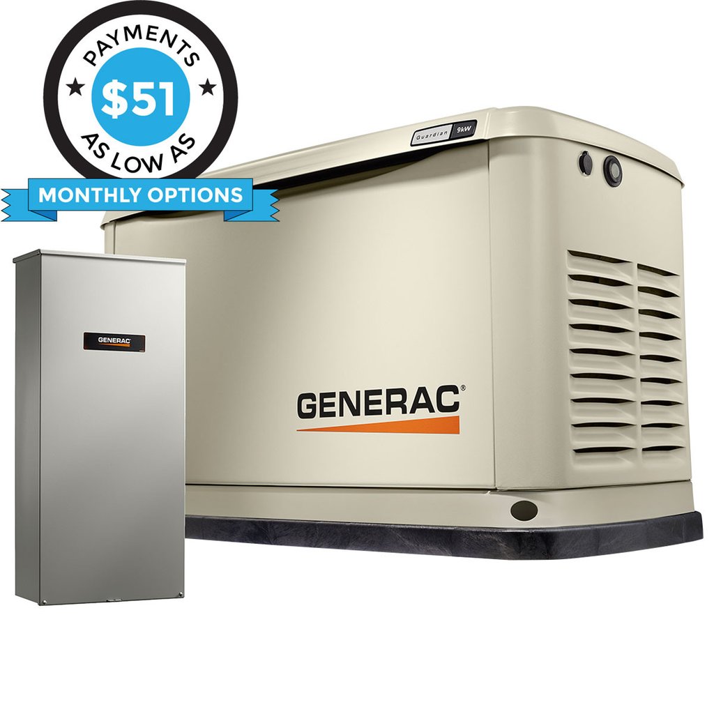 Generac Guardian 7172 10kW Aluminum Automatic Home Standby Generator with WiFi + 16-Circuit Transfer Switch