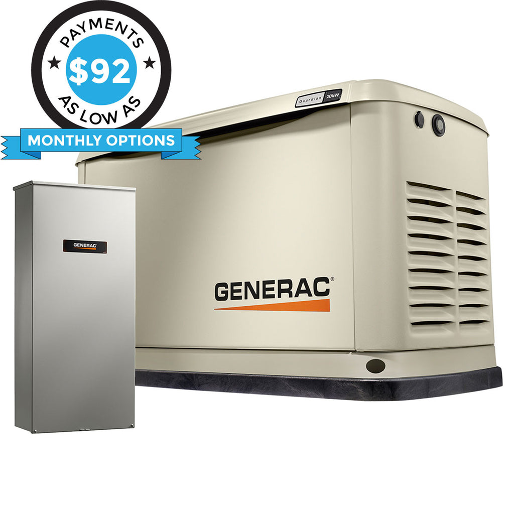 Generac Guardian 70391 20kW Aluminum Automatic Standby Generator with WiFi & 200A SE Rated Transfer Switch (Discontinued)